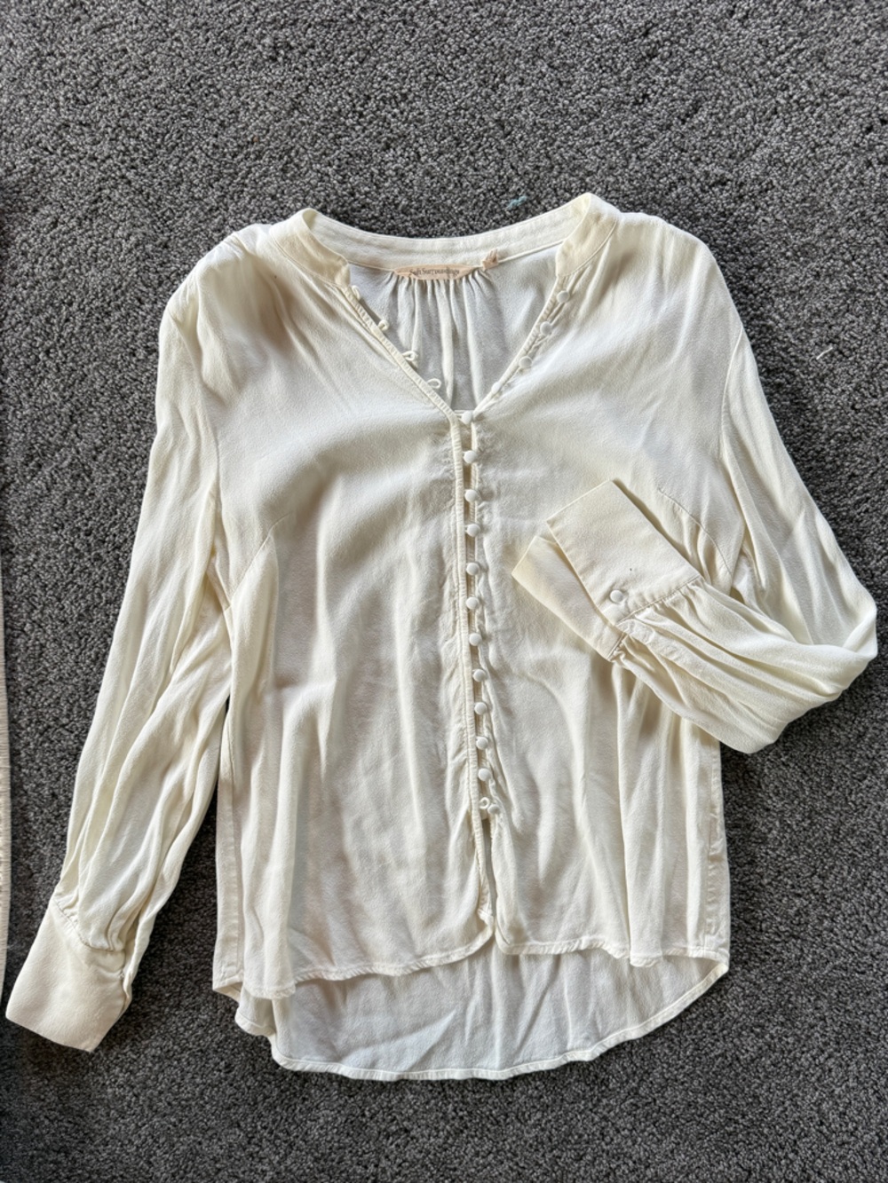 Cream Button-Front Women’s Blouse